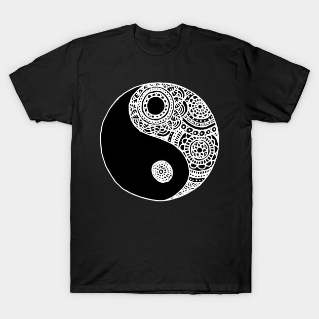 Black and White Yin Yang T-Shirt by julieerindesigns